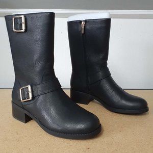 New Sole Society Black Leather Moto Boots 7